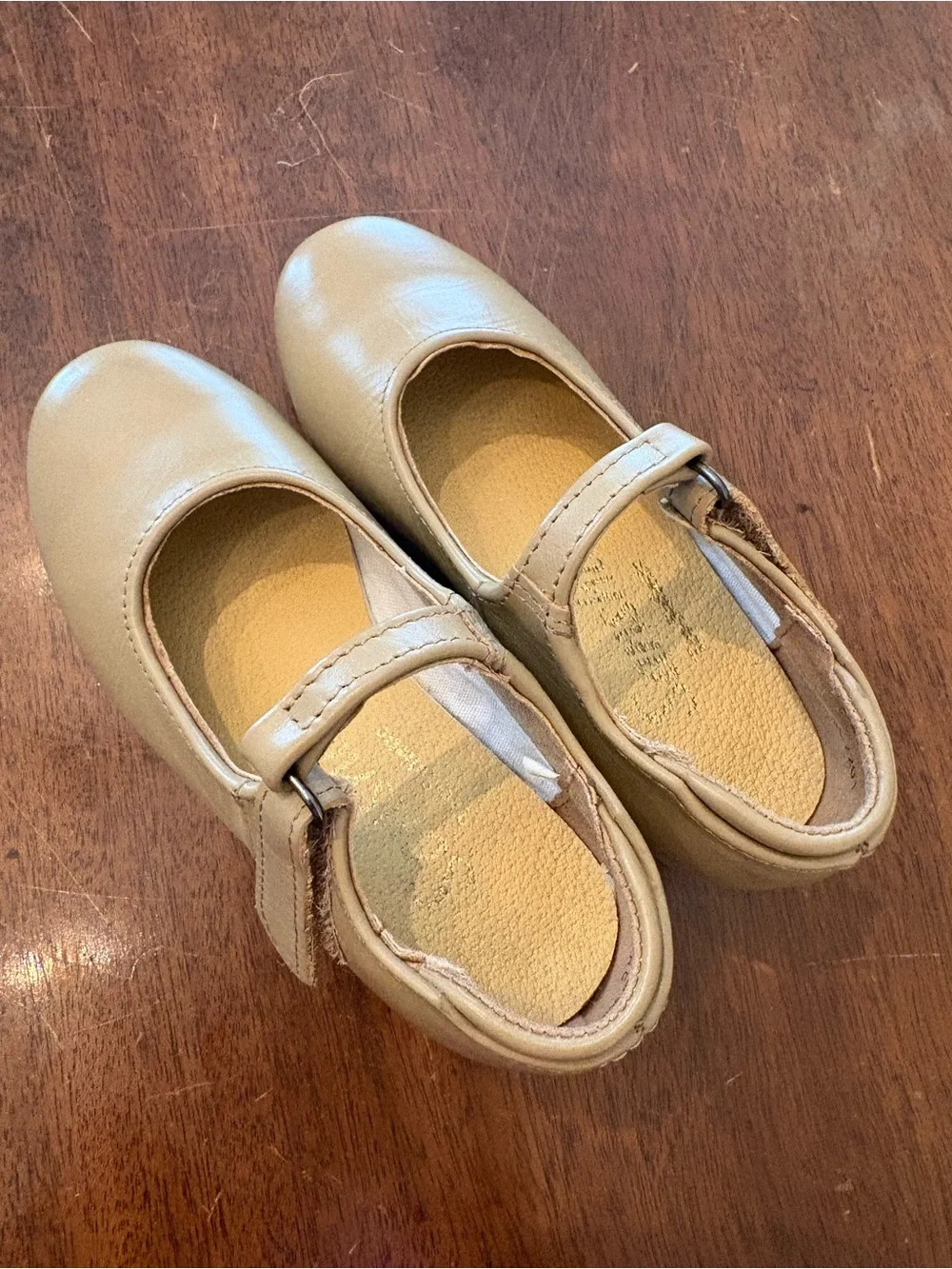 Kids Beige Mary Jane Tap Shoes with Velcro Straps